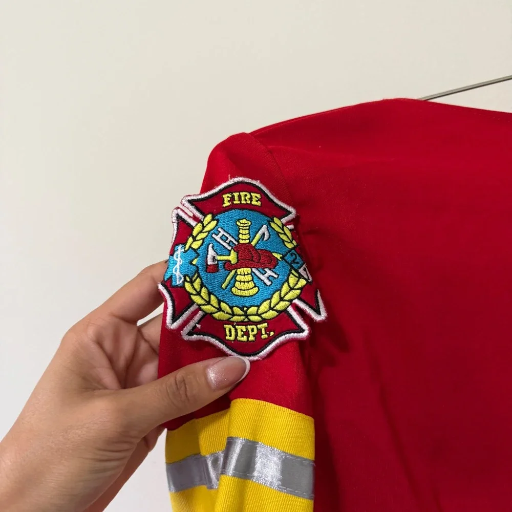 Leg Avenue Red Firefighter Costume Dress XS/S Reflective Fire Dept Patch - Picture 4 of 8